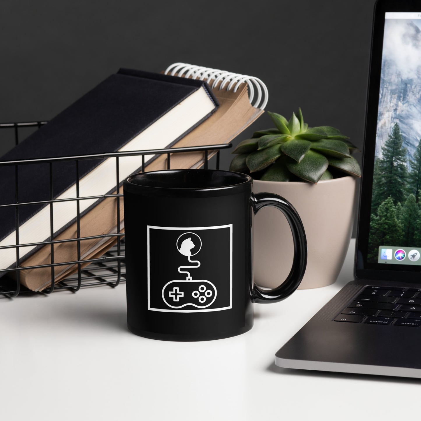 Game On Kitty Black Glossy Mug