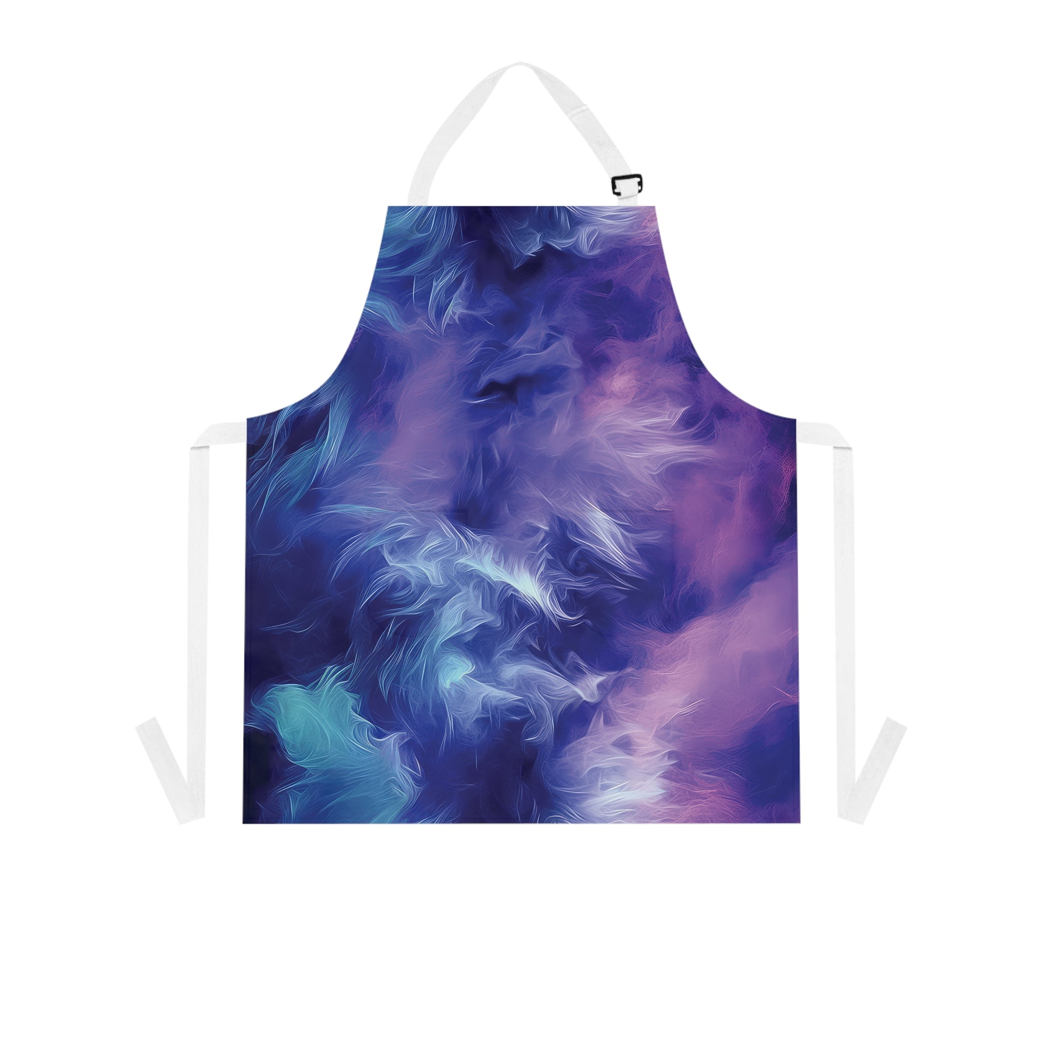 Apron with a blue and purple abstract pattern
