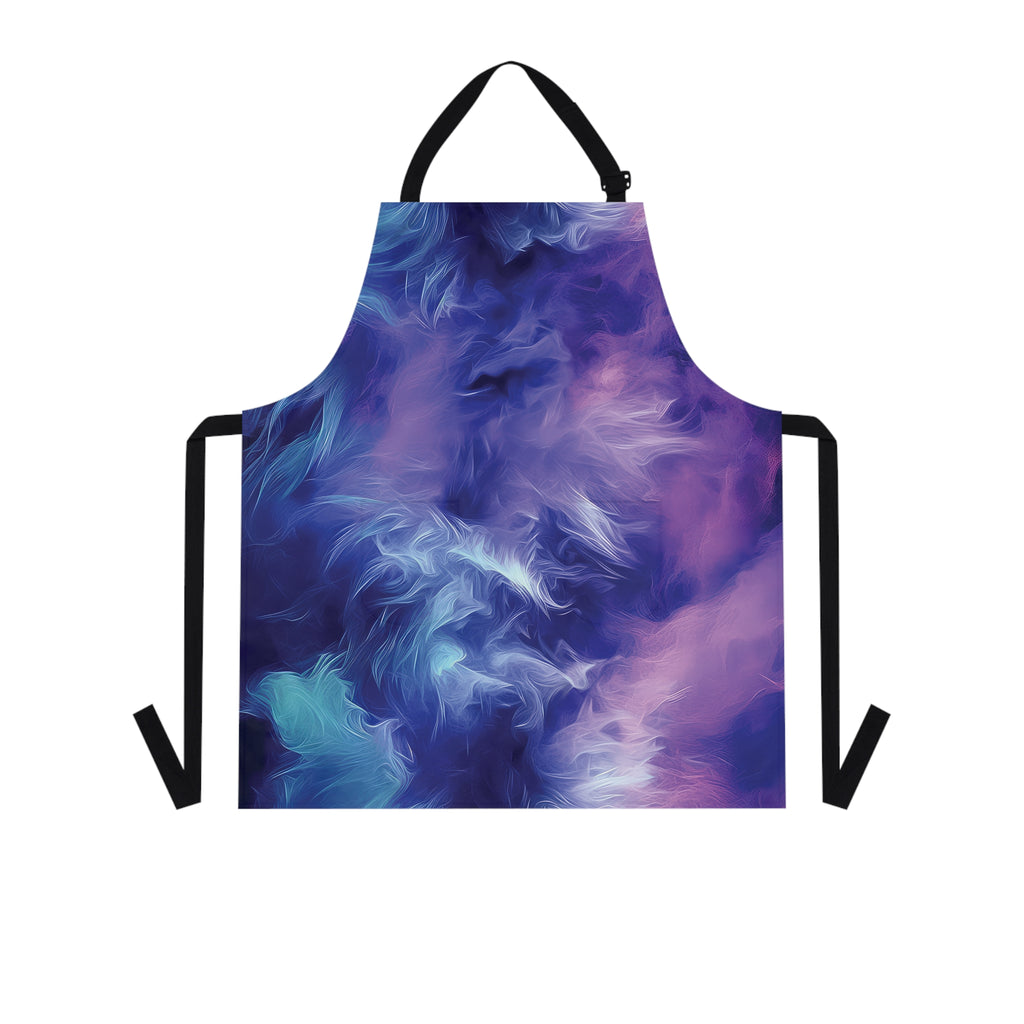 Apron with a blue and purple abstract pattern