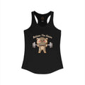 Believe the Vision black tank top: image of a cat lifting weights.