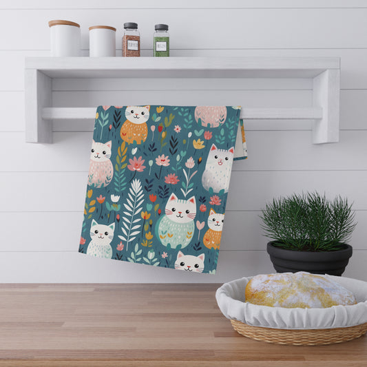 Flower kitty - Tea Towels (cotton, poly)