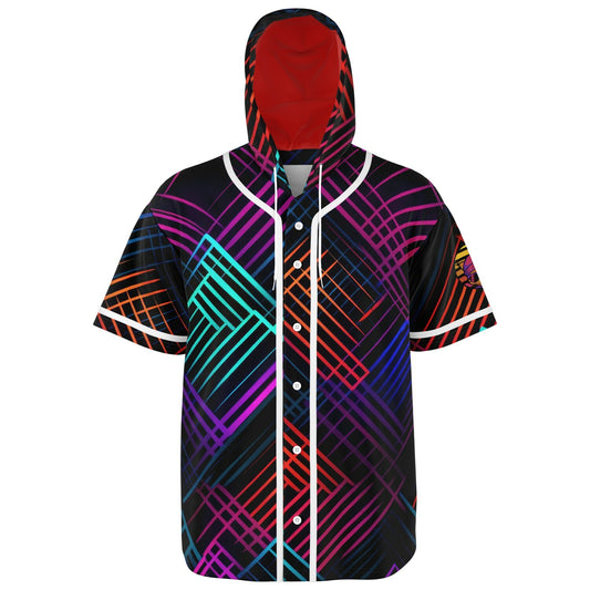 Retro Glow - Hooded Baseball Jersey - AOP