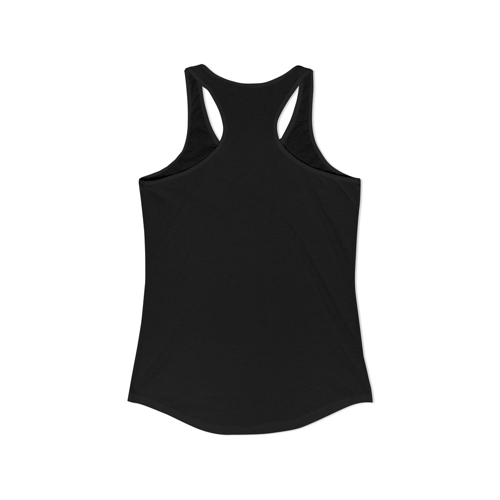 Black women's racerback tank back view, no print