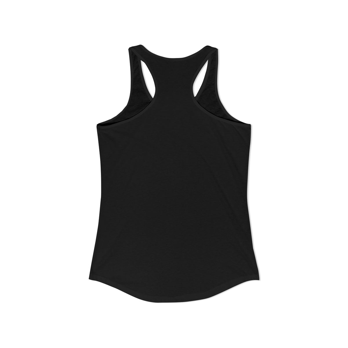 Black women's racerback tank back view, no print
