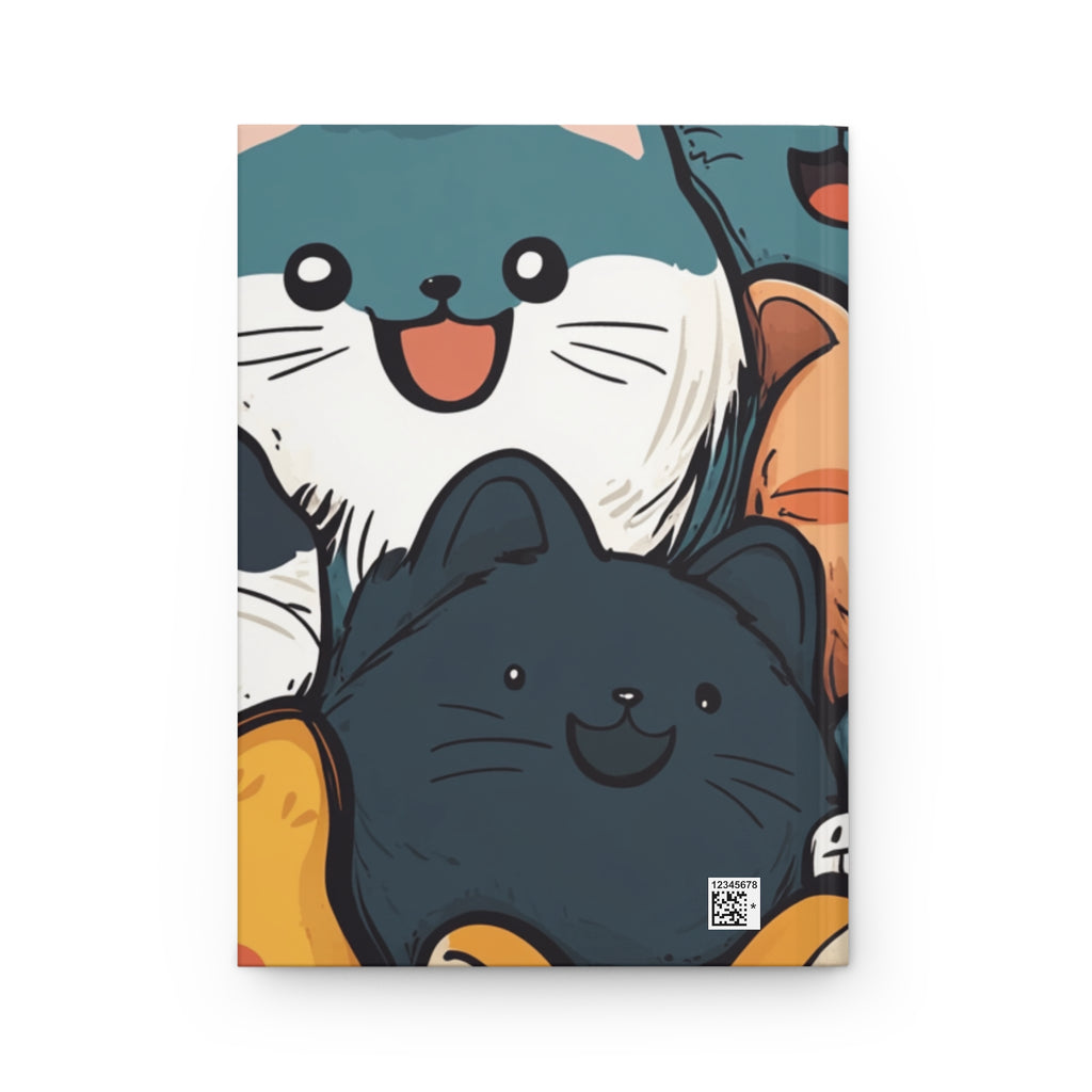 White Kawaii Party Hardcover Journal back view.