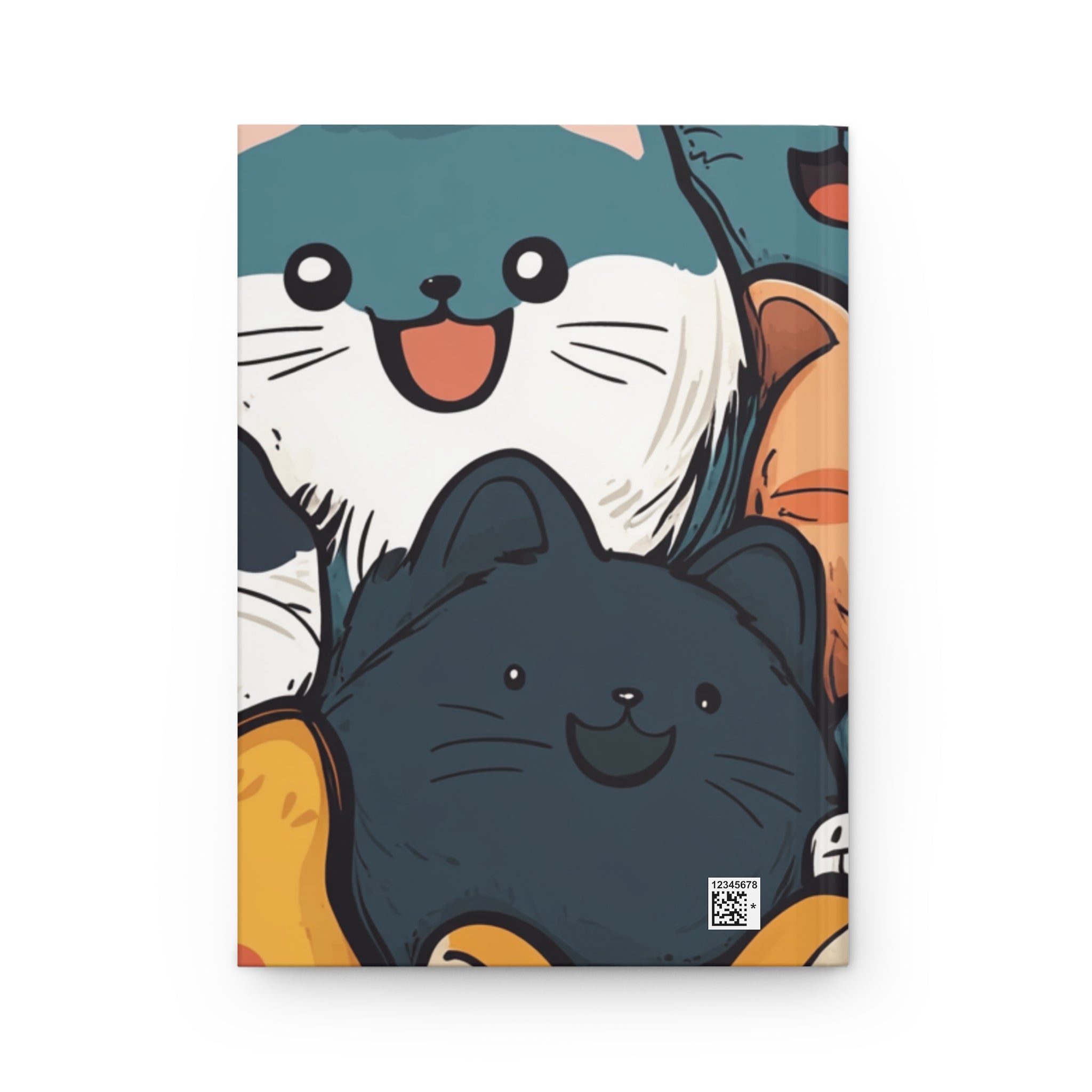 White Kawaii Party Hardcover Journal back view.