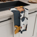 Colorful Kawaii Party Microfiber Tea Towel in a modern kitchen setting.