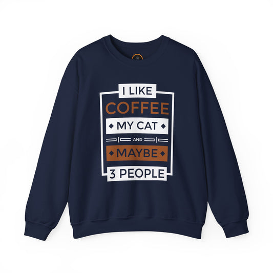 I Like My Coffee My Cat & Maybe 3 People - Unisex Heavy Blend™ Crewneck Sweatshirt