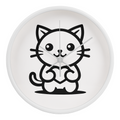 Line art drawing of a cat on a 10" wood frame "Tick Tock Kitty" clock.
