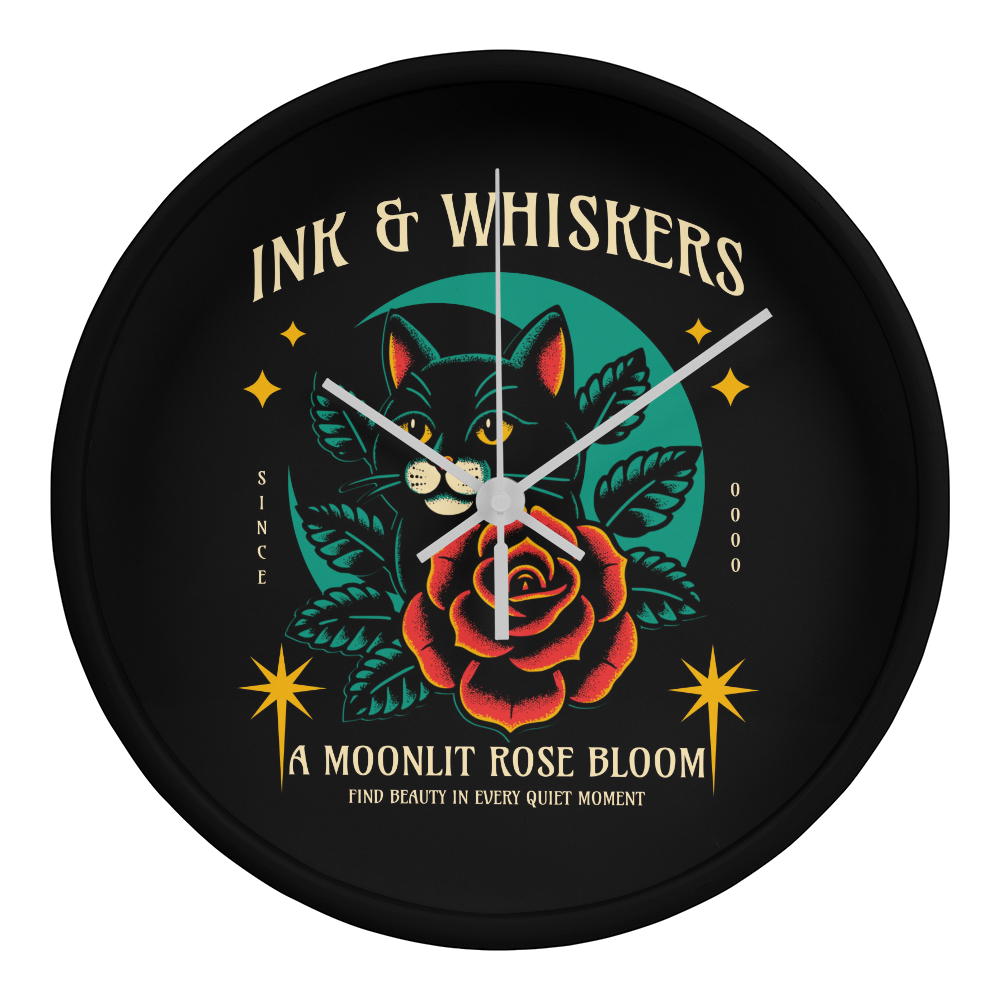 Ink & Whiskers Wood Frame 10" Clock