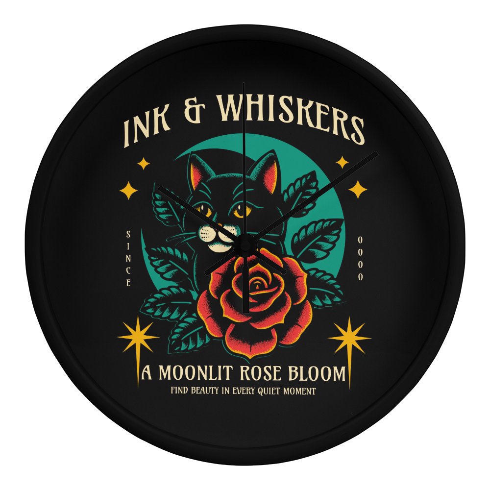 Ink & Whiskers Wood Frame 10" Clock