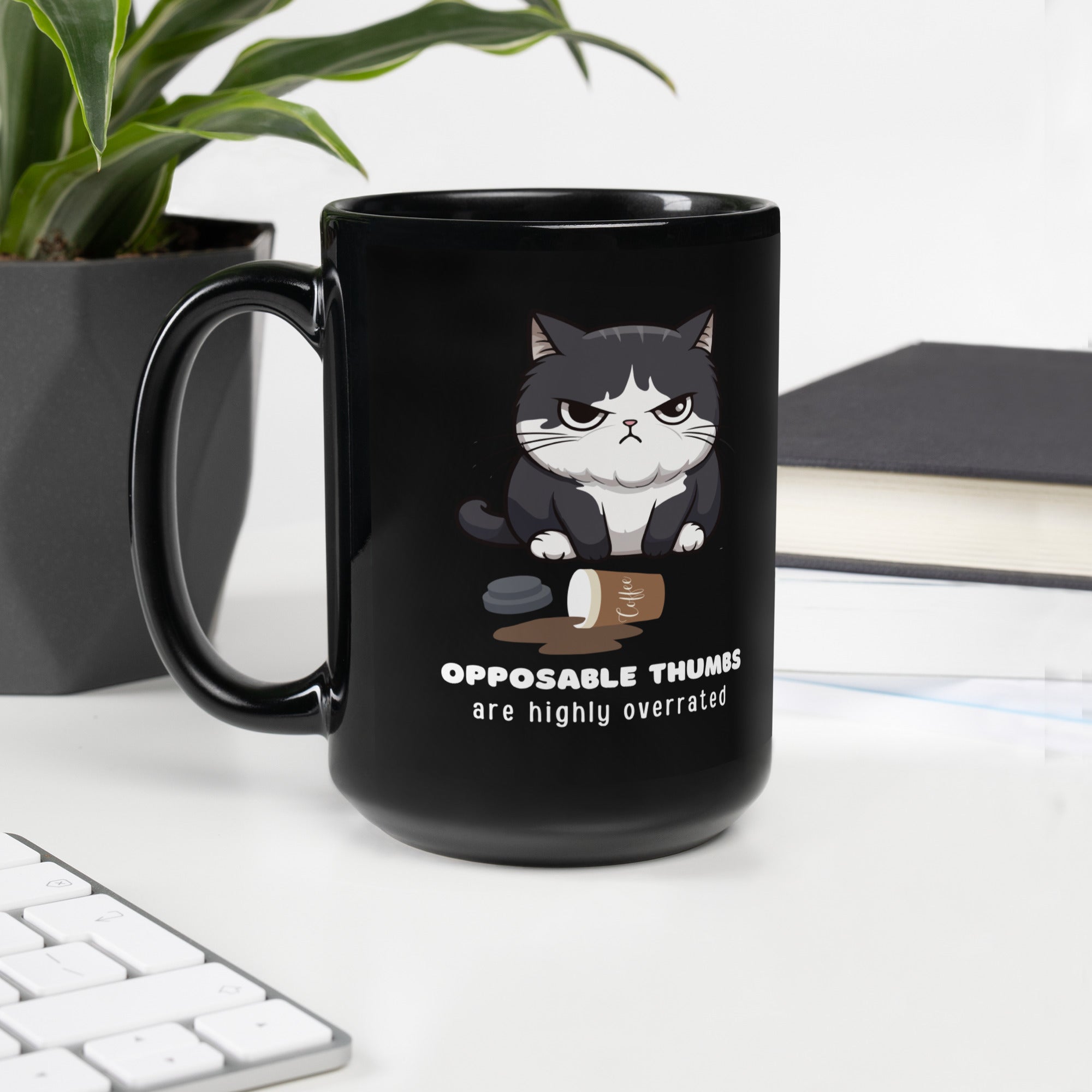 Opposable Thumbs Are Highly Overrated Black Glossy Mug