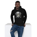 A male model wears a black hoodie featuring a graphic of a cat wearing a space helmet. The text above the graphic reads, "VISUALIZE MARS," with the sub-text, "EXPLORE THE INFINITE.
