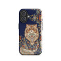 Talavera-style Persian cat on navy, glossy Tough Case, iPhone 16