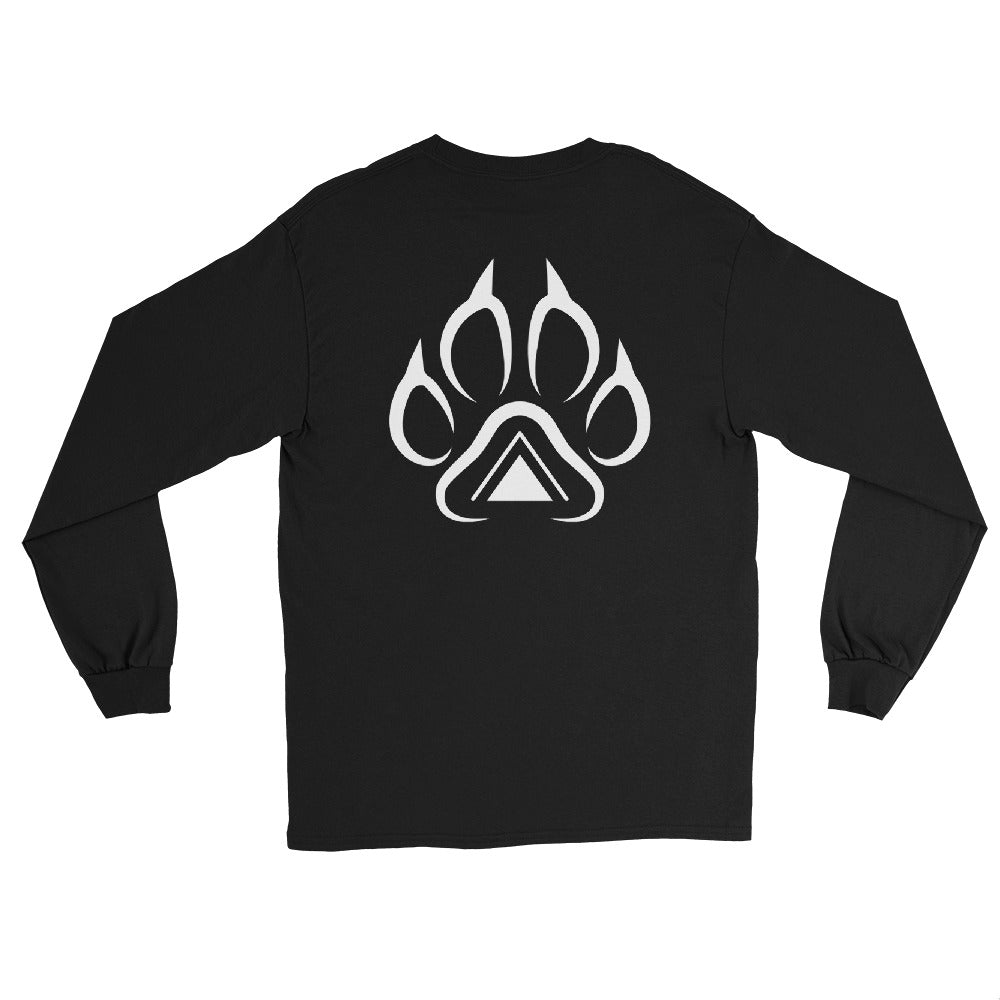 Black Grit City Tribe long sleeve tee back with oversized tribal lion paw and triangle graphic