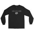 Black Grit City Tribe long sleeve tee front with tribal lion duo graphic and strong lettering