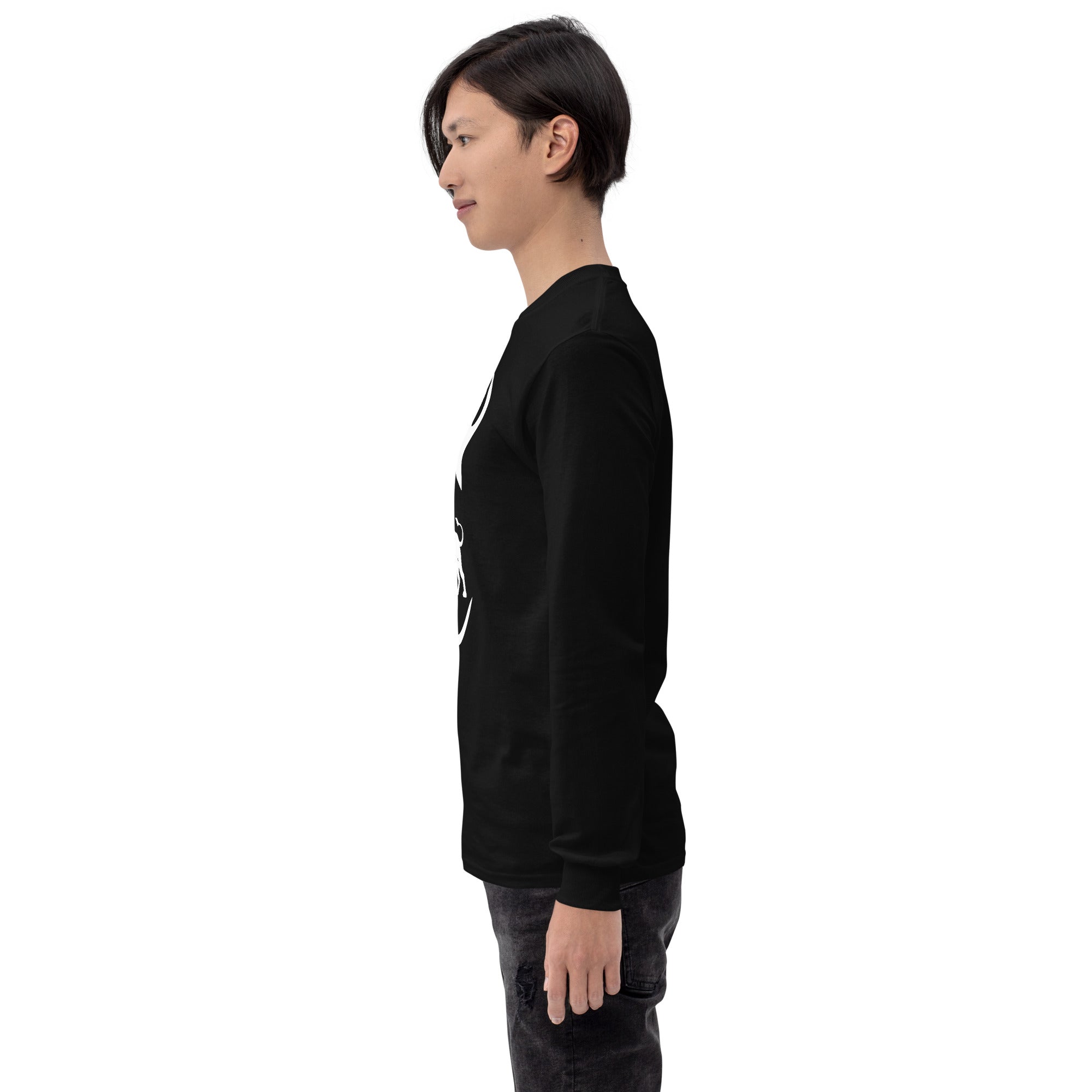 Black Lion & Flame Long Sleeve Tee left side view.