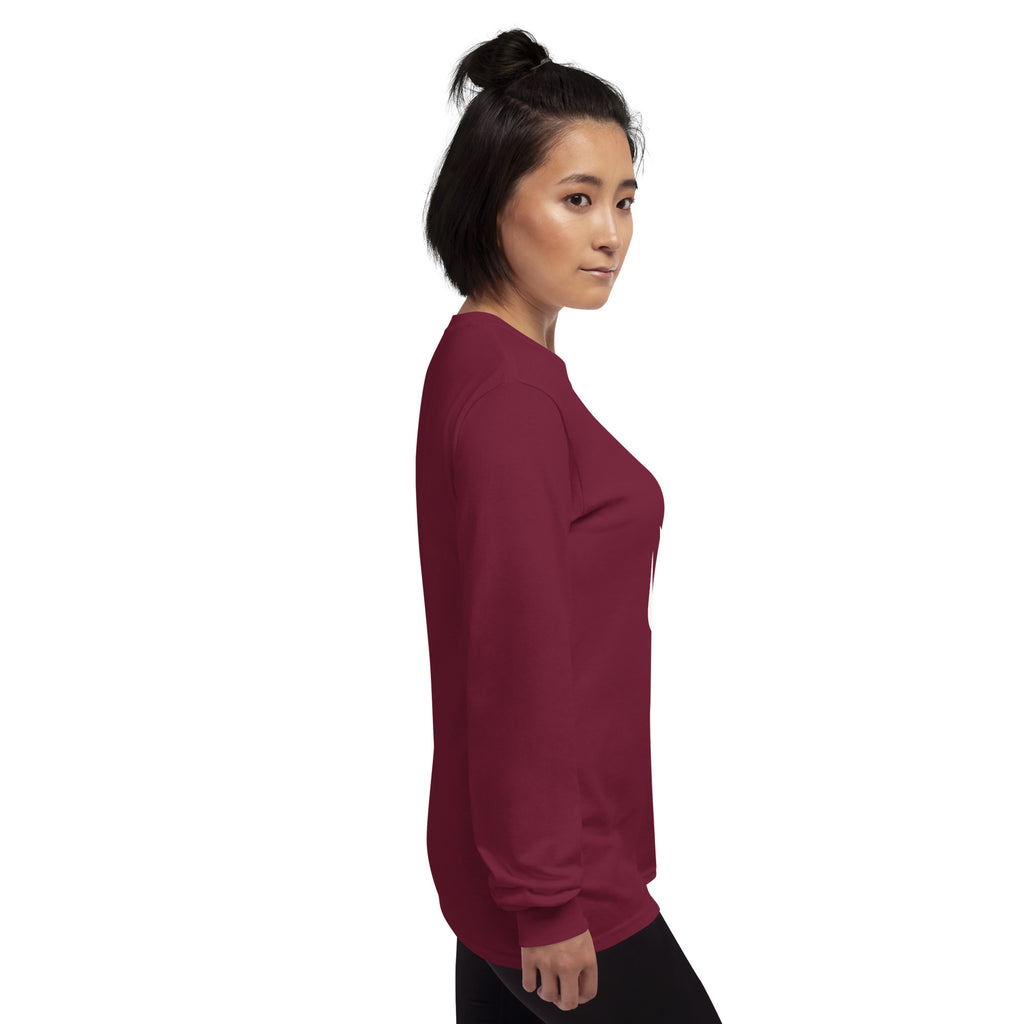 Maroon Lion & Flame Long Sleeve Tee right side view.