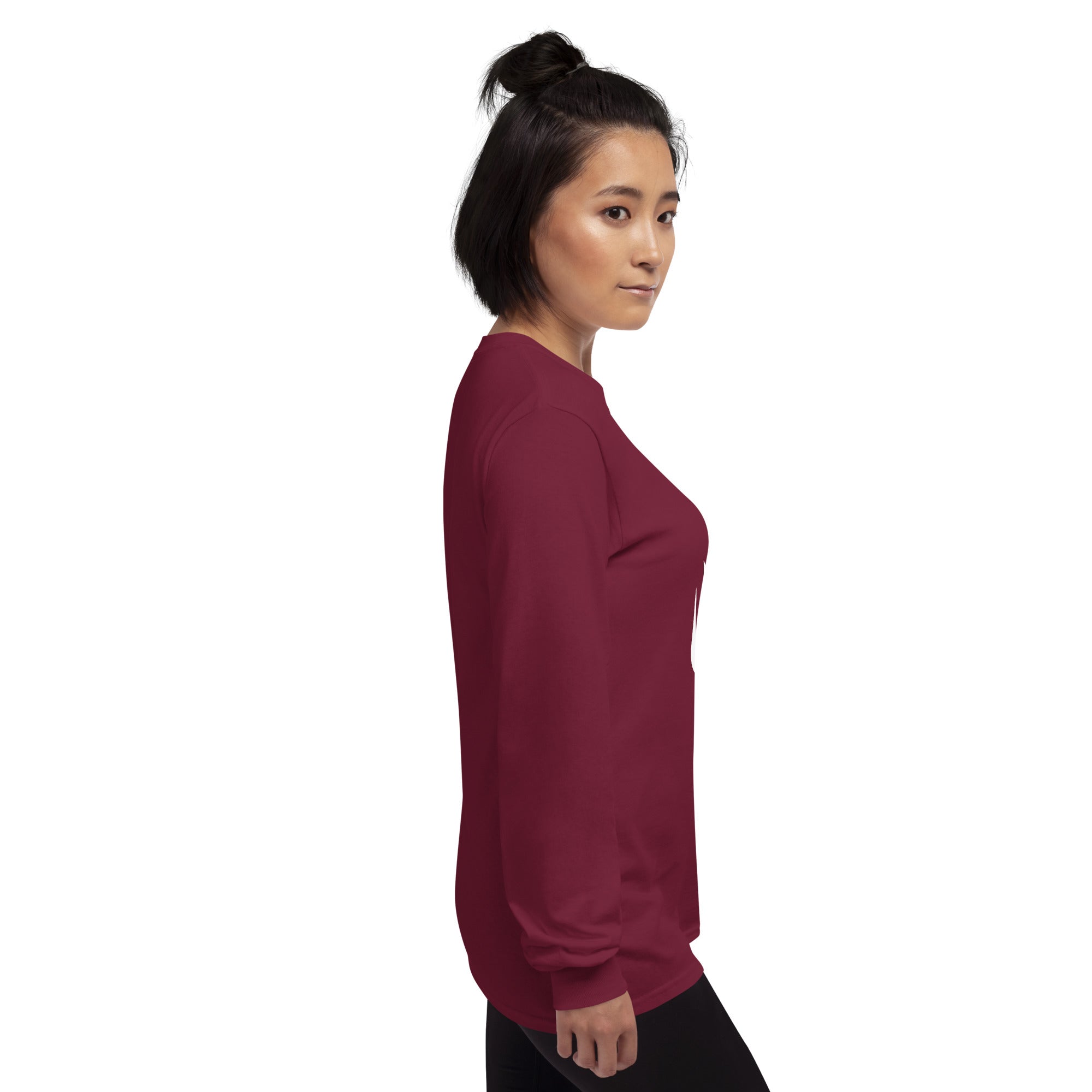Maroon Lion & Flame Long Sleeve Tee right side view.