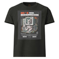 Modem Noise oversized tee in washed black with 90s cat CRT computer graphic on chest