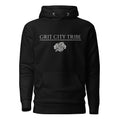 Black Grit City Tribe streetwear hoodie with tribal lioness and male lion graphic on chest