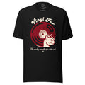 Black Vinyl Fur T-shirt with vinyl record cat graphic, front view