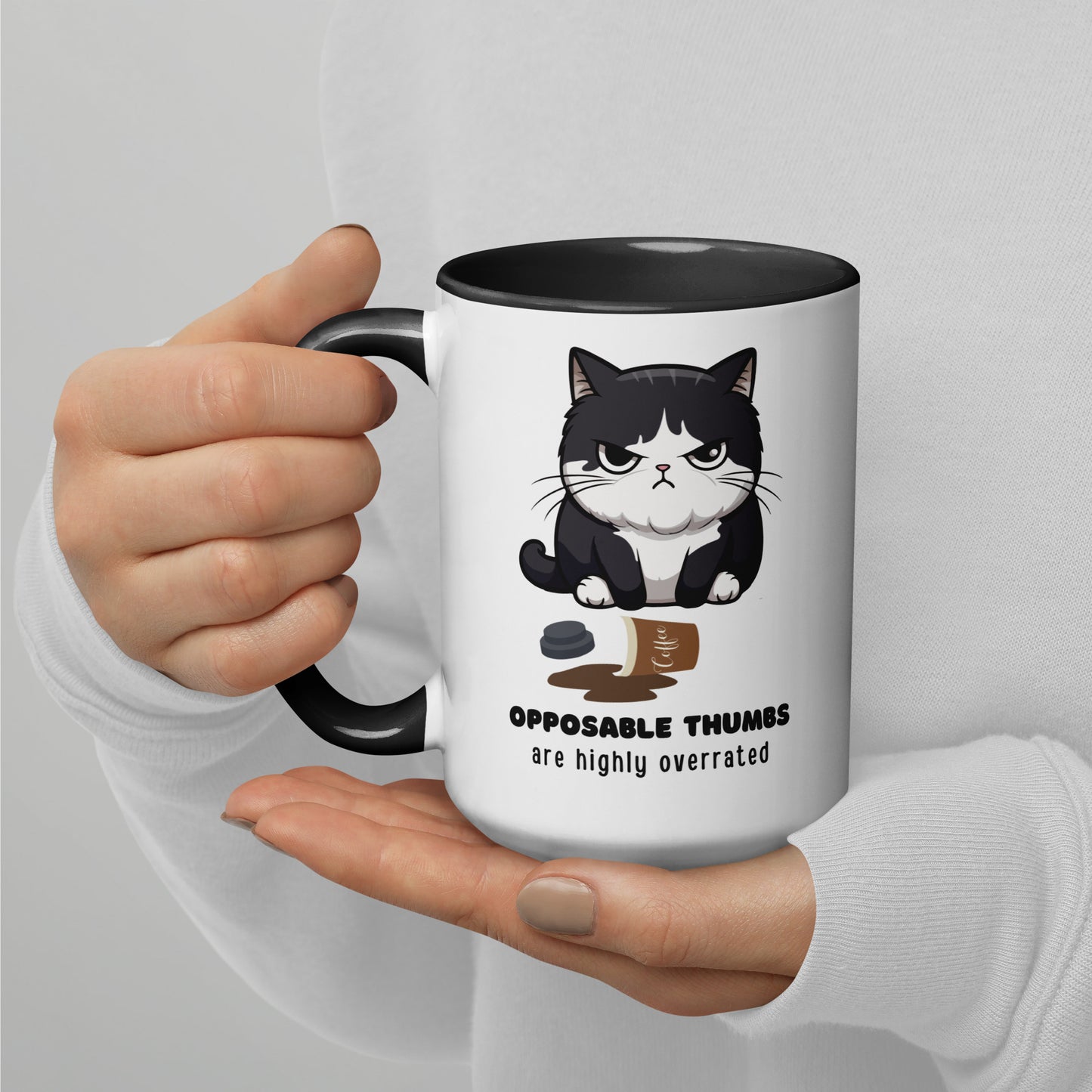 Opposable Thumbs Are Highly Overrated - White Mug with Color Inside