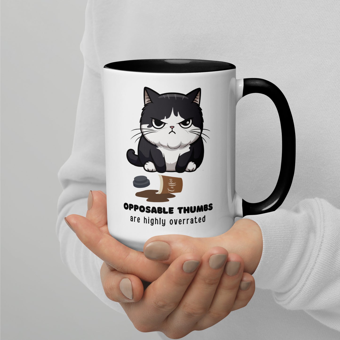 Opposable Thumbs Are Highly Overrated - White Mug with Color Inside